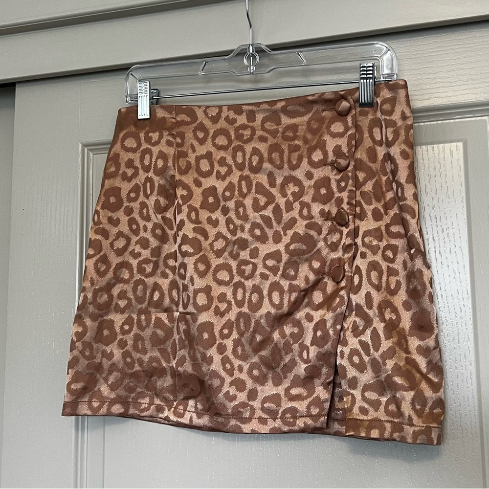 Champagne Satin Mini Skirt